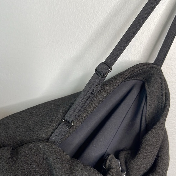 Abercrombie & Fitch NWT Ruched Front Cutout Asymmetrical Midi Dress Black Size M - Picture 9 of 15